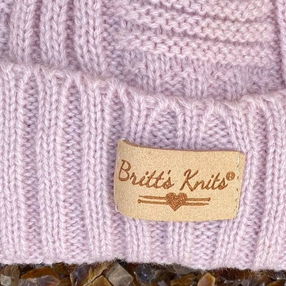 Britt's Knits Blush Plush Lined Knit Pom Hat. EUC. One Size - Picture 4 of 5